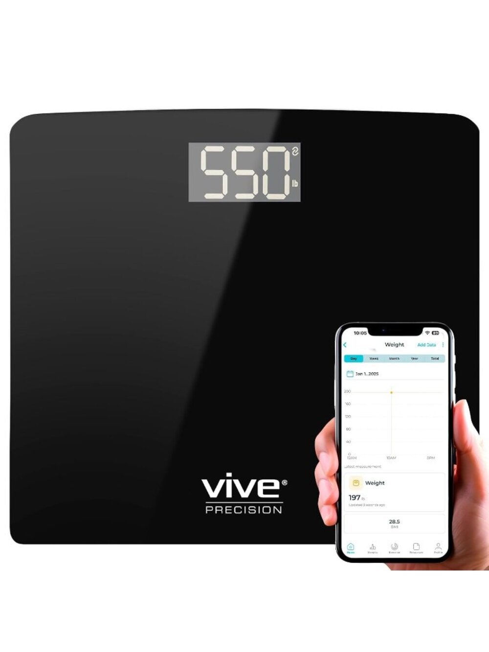 Vive Smart Scale (550lbs) Heavy Duty Bariatric Digital Scale BMI Large Display